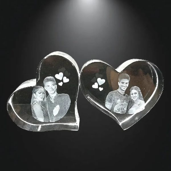 BC 123 Double Heart Crystal  - 170 x 80 x 40mm